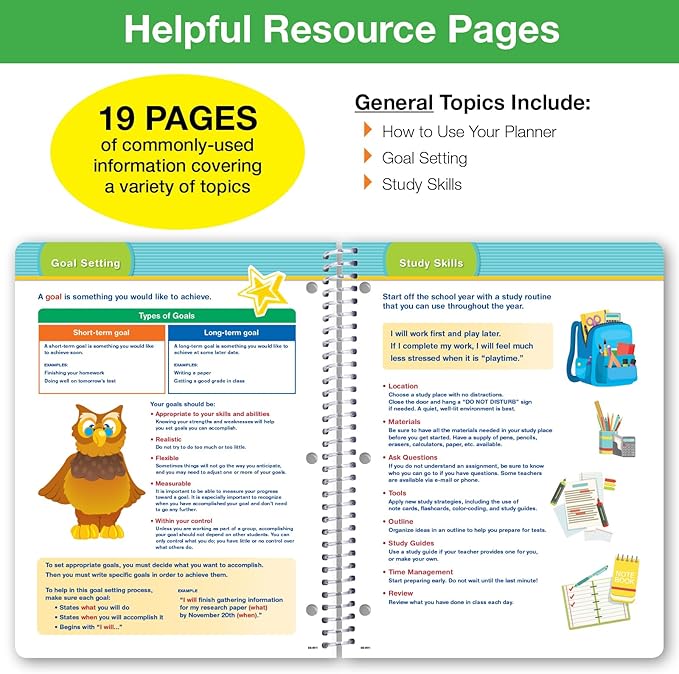 Global Datebooks 2025-2026 Elementary Student Planner 8.5x11 - Dated Weekly & Monthly Academic Planner (Large) with Ruler/Bookmark & Stickers, Ideal for Homework, Block Style, Teamwork