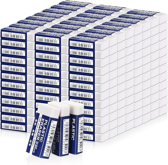 Yeaqee 300 Pcs White Pencil Erasers Bulk Soft Art Erasers School Pencil Erasers for Drawing Kids Student Artist Office Home Writing 1.57 x 0.71 x 0.31 Inch