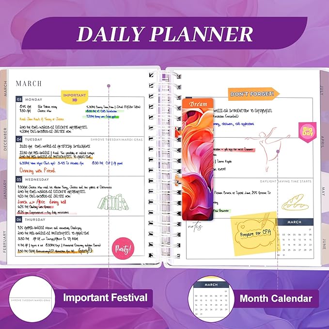 Planner 2025-2026, 18 Months Large Academic Daily Weekly Monthly Planner Organizer, July. 2025 - Dec. 2026, 8.5x9.8" Agenda with Page Tabs, Separator Page, Pocket Folder, Bookmark, Stickers & Sticky Note Set