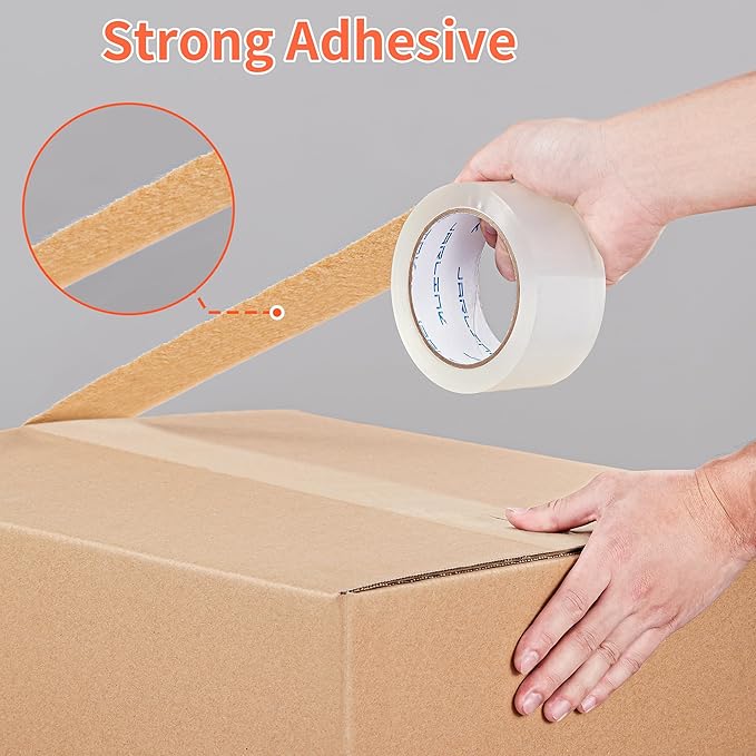 JARLINK 6 Rolls Clear Packing Tape with Dispenser, Heavy Duty Packaging Tape Refills for Shipping Packaging Mailing, 2.7mil Thick, 1.88 inches Wide, 55 Yards Per Roll, 330 Total Yards