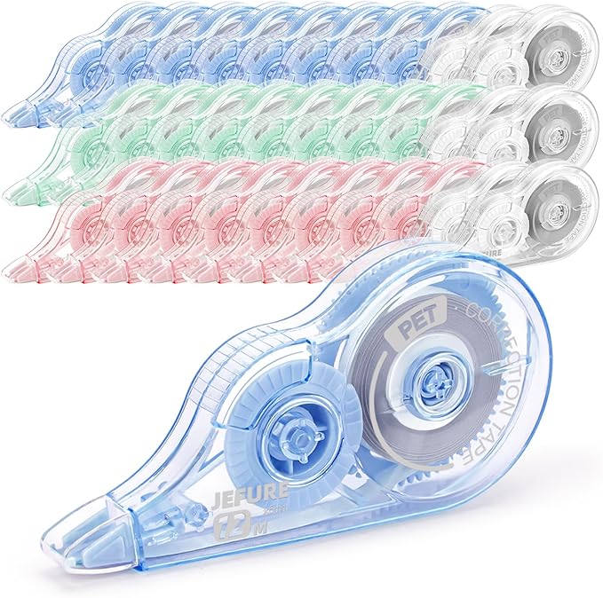 30 Pcs Colorful Core Correction Tape, 39.37 Ft White Wrong Out Tear-Resistant Bulk, Instant Corrections Easy to Use Applicator for School, Office, Note Taking, Journal (Tape Width 0.2 in)