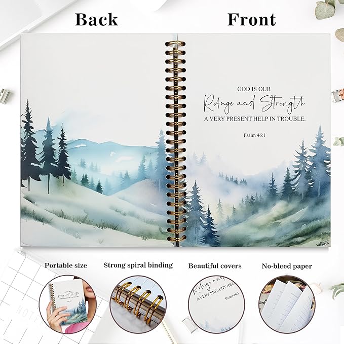 Bible Notebook, A5 Spiral Christian Journal with Floral Pink Butterfly Notebook, Bible Verse-God Says You Are, Inspirational Notebooks for Women, Bible Study, Gift for Birthday Christmas