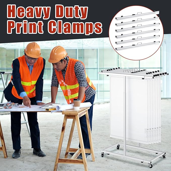 Estune Blueprint Hanging Clamps Binding Strips Storage for Construction Paper Poster Plans Drawings Arts (12, 36 Inches)