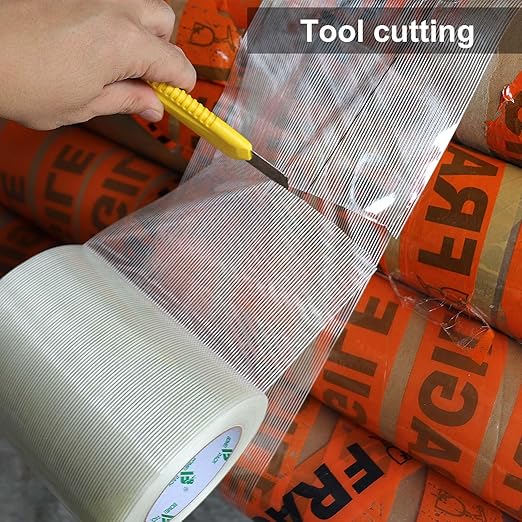 BOMEI PACK Wide Strapping Tape 6Inch, Heavy Duty Reinforced Packing Tape, Fiberglass Filament Tape 60yds 5.5Mil