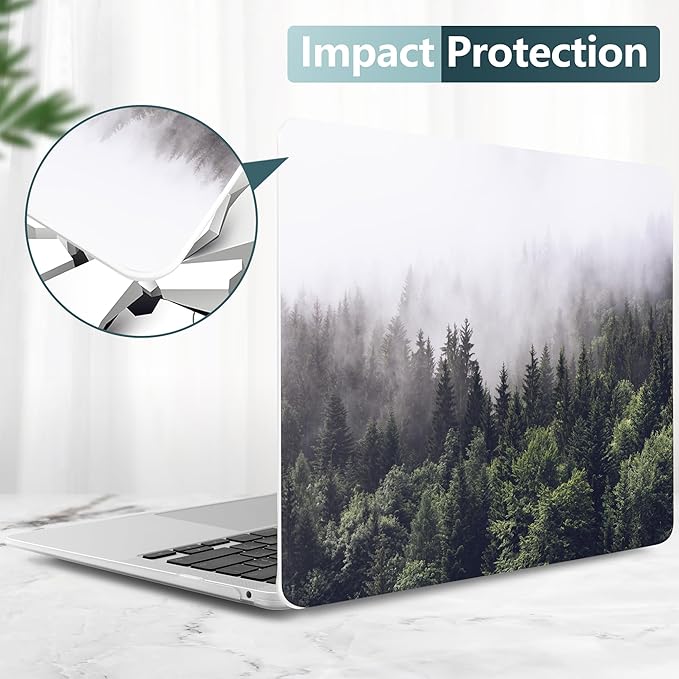 DONGKE Compatible with MacBook Air 13 inch Case 2021 2020 2019 2018 Release A2337 M1 A2179 A1932 with Retina Display & Touch ID, Plastic Hard Shell & Keyboard Cover - Forest