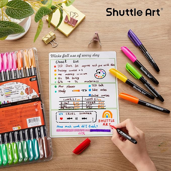 Shuttle Art Dry Erase Markers, 32 Pack 16 Colors Whiteboard Markers,Fine Tip Dry Erase Markers for Kids,Perfect For Writing on Whiteboards,Dry-Erase Boards,Mirrors,Calender,School Office Supplies