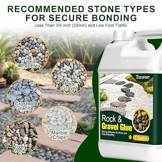 Teexpert 2 Gallon Rock Glue for Landscaping – Strong Pea Gravel Binder & Stone Adhesive for Walkways, Yards, Patios, and Driveways