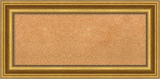 Amanti Art Natural Cork Board for Wall, 18x36 Vision Board with Gold Frame, Medium Corkboard Office Decor for Home Organization, Traditional Corkboard Pinboard to display items for home organization