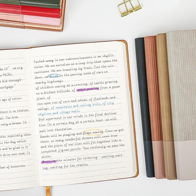 Lined Journal Notebook for Work College Ruled Note Book 5.79"x8.27" A5 PU Leather Daily Journaling 216 Pages for Women Men Writing Home School Supplies Business (BlackRed)