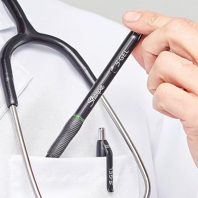 Sharpie S-Gel Gel Pens, Black Barrel, Medium Point (0.7mm), Black Gel Ink Pens, 12 Count - Home, Office, School, Journaling, Writing, Note-Taking, Teacher Supplies