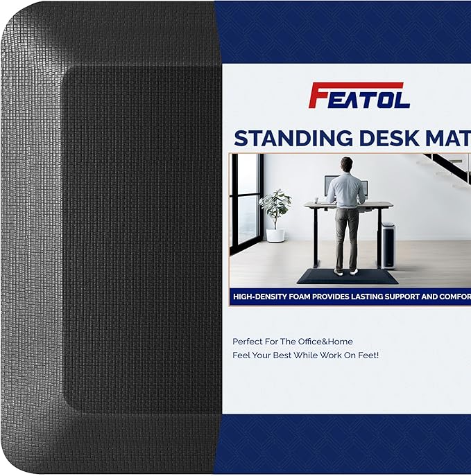 FEATOL Anti Fatigue Mat for Standing, 9/10 Extra Thick Ergonomic Standing Desk Mat, Comfort & Durable Memory Foam Standing Mat at Home,Office All Day (24" x 36", Black)