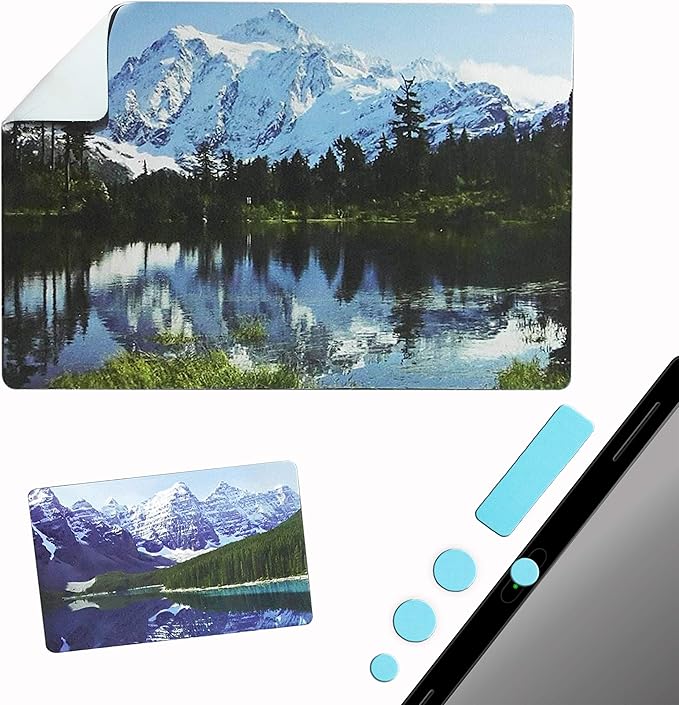Mouse Pad Adhesive Bottom - Sticks to Any Surface - Portable - Webcam Covers and Screen Cleaner Included (Mountain)