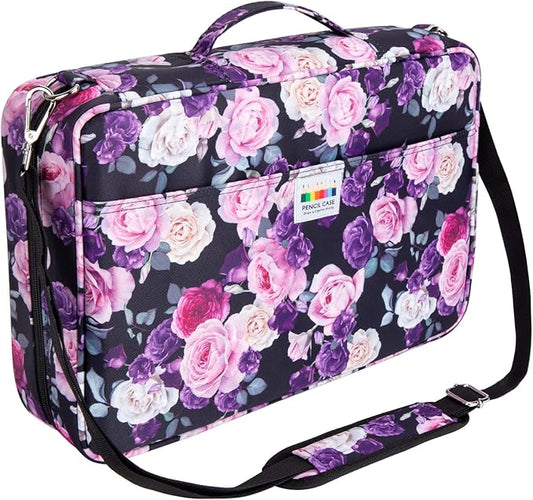 YOUSHARES 480 Slots Colored Pencil Case - Big Capacity Pen Case Organizer with Multilayer Holder large Colored Pencil Case (Purple Pink Rose)