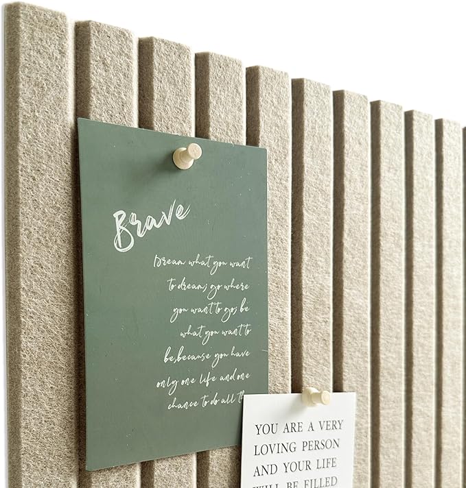 Large Cork Board for Office, 8 Pack Felt Wall Tiles with Slat Wall Paneling, Felt Bulletin Board Pin Board Cork Boards for Walls (Tan)
