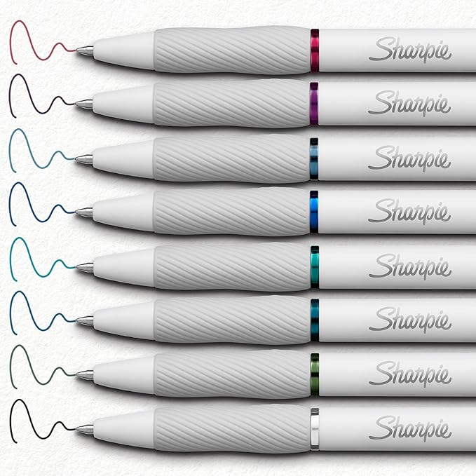Sharpie S-Gel Pens, Fashion Barrel Gel Pens, Pearl White Body, Medium (0.7mm) Point, Bold Ink Colors, 8 Count (Pack of 6)