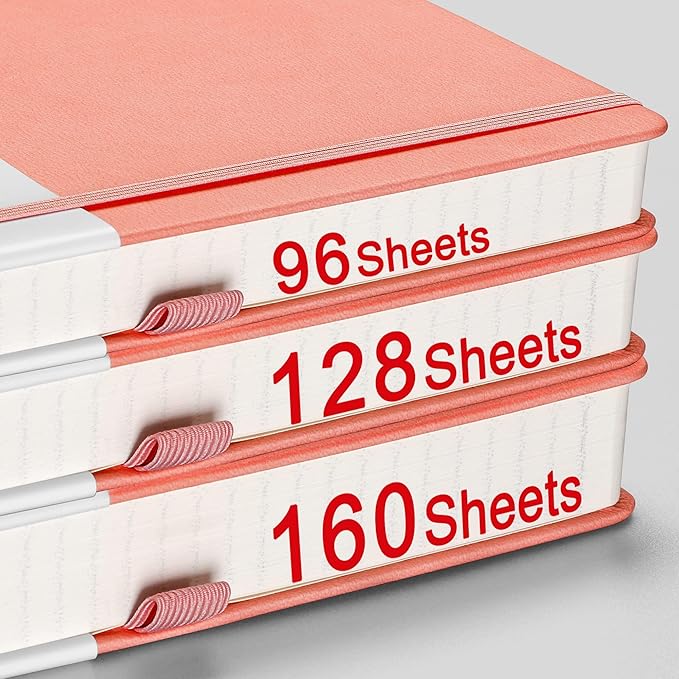 AHGXG Bullet Dotted Journal - 320 Numbered Pages Dot Grid Notebook A5 Thick Journal, 100gsm Thick Dotted Paper, Leather Hardcover,Inner Pocket, 5.75'' × 8.38'' - Pink