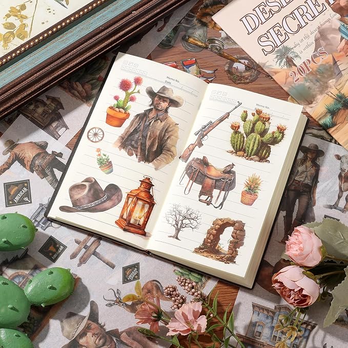 Egypt Travel Scrapbook Stickers 20 Sheets 240 Pre-Cut Washi Stickers PET Transparent Desert Book Sticker for journaling Decorative or DIY Paper Crafts Arts and Crafting Projects