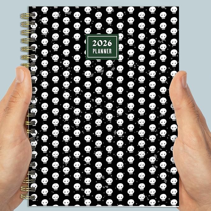 TF Publishing 2026 Skulls & Spells Medium Weekly Monthly Planner with 12-Month Calendar Grid, Goals and Task Trackers - Weekly Schedule Planner with Notes Section and Stickers - 6.5in x 8in