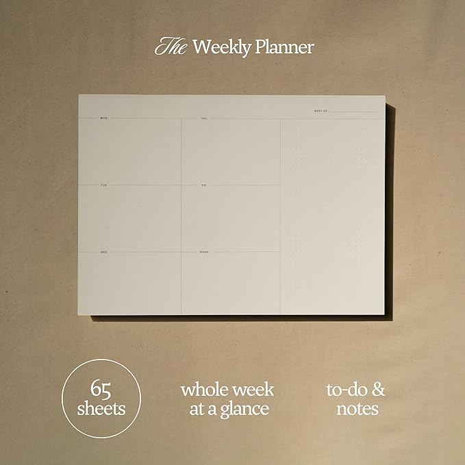 Daily and Weekly To-Do List Notepad – Desk Pad for Work and Study, Gold, 11.7x8.3 Inches