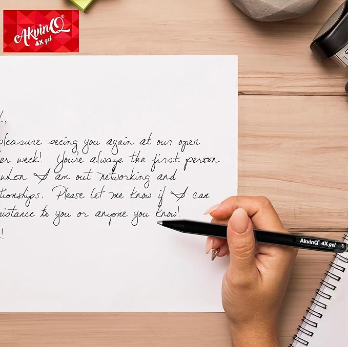 AKVINQ® 4X Gel Retractable Gel Pen | 0.7mm Medium Point | Black Gel Ink Pens | Pack of 36 Pens | Premium Matte Finish | Jumbo Refill - For Journaling, Writing, Note-Taking, Office Supplies