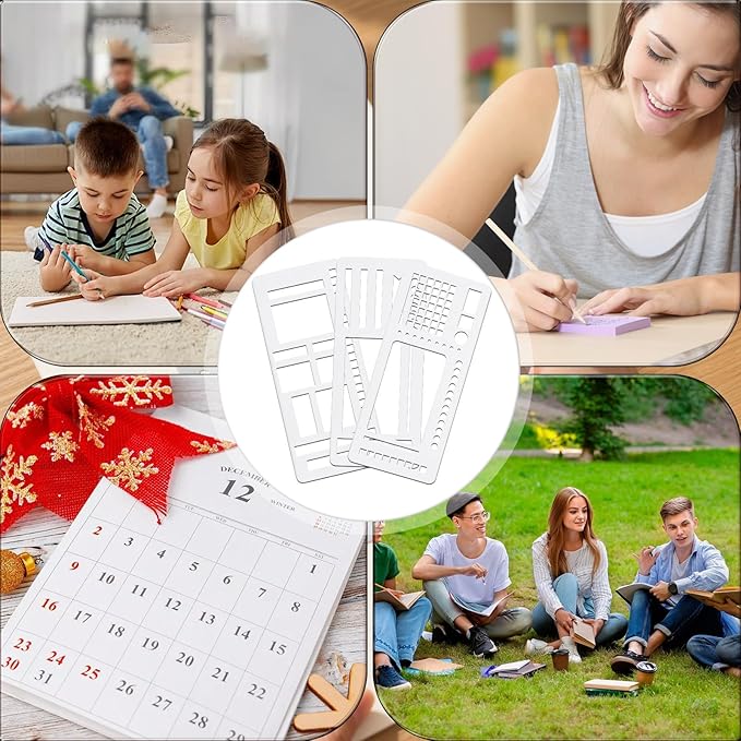 Handmade Flexible Record Template, Reusable Flexible Planner Stencils for Dot Grid Journaling, Calendar, Checklists, Scrapbooking & DIY Craft Supplies (C)