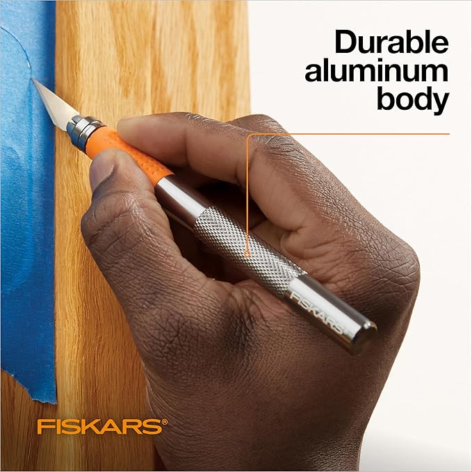 Fiskars SoftGrip Detail Craft Knife - 8" Exacto Knife for Crafting - Multi-Use Exacto Blade Included with Protective Cover