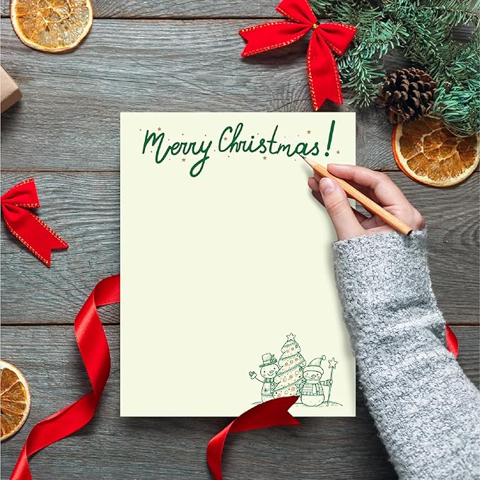 easykart labels Christmas Stationery Paper Letterhead Sheets 60 Pack Holiday Xmas Theme Design For Writing Letters Computer Office Notes & Printing Supplies Size 8.5" X 11"