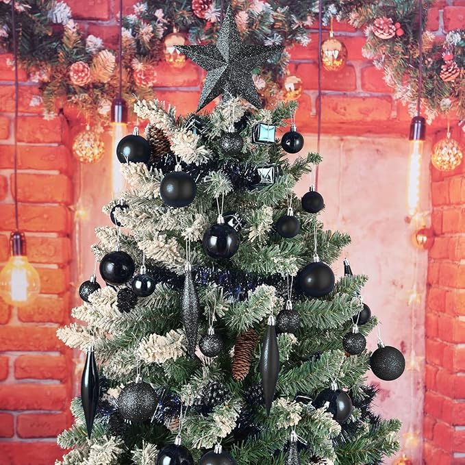 30pcs Christmas Ball Ornaments, 2.36" Shatterproof Tree Decorations, Perfect Hanging Ball for Indoor/Outdoor Holiday Christmas Party Decor (Black)