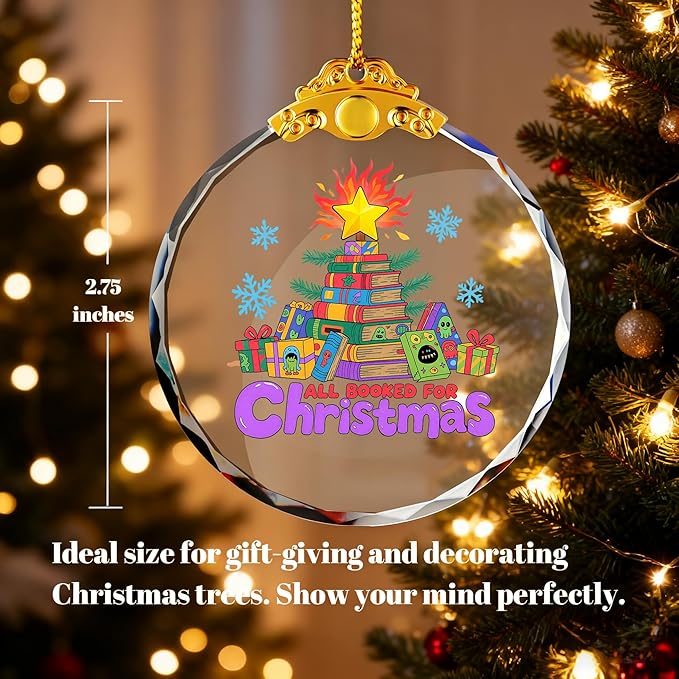 Book Ornaments for Christmas Tree Gifts for Book Lovers - Gift for Reading Lover Women - Gift Ideas for Bookworm, Women, Librarian, Nerd - Glass Ornamen