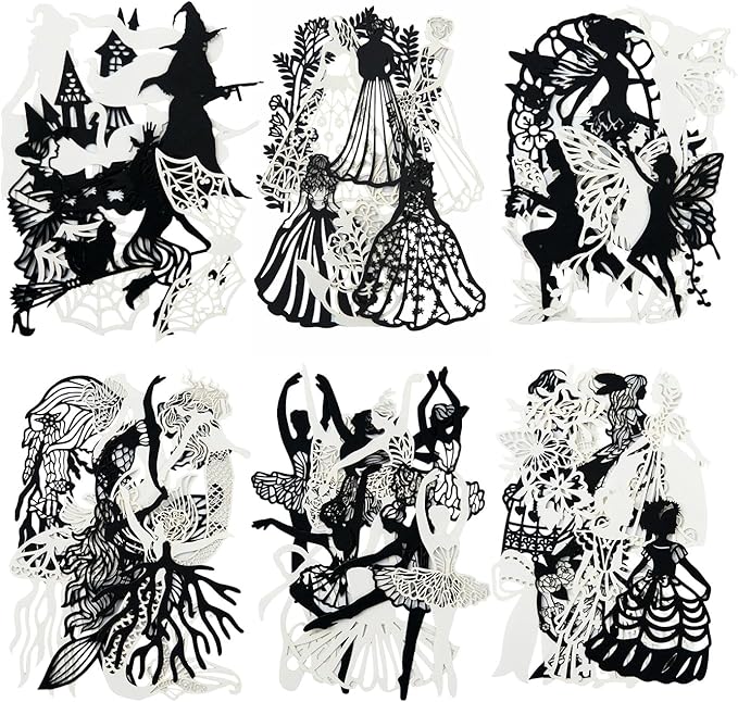 Shadow Dance Scrapbook Paper Set, 120 PCS Vintage Hollow Ephemera Pack for Junk Journaling, Scrapbooking, Crafting, DIY Projects, Diaries, and Art Supplies