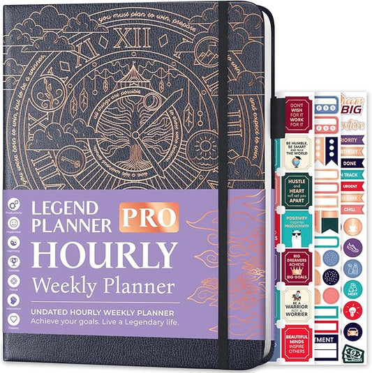 Legend Planner PRO Hourly Schedule - Weekly & Daily Organizer with Time Slots. Appointment Book Journal for Work & Personal, A4 (Mystic Grey)
