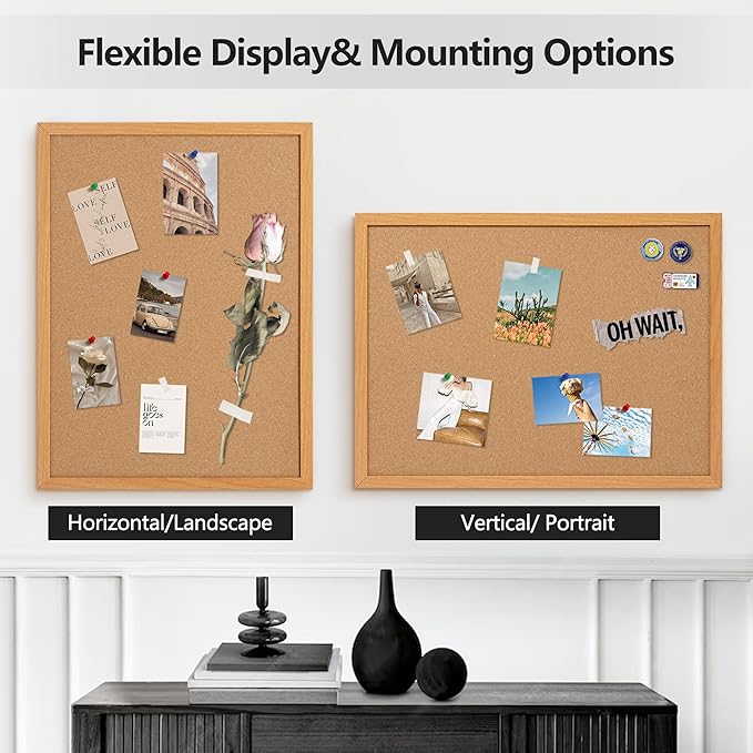 Board2by 2 Pack Cork Board Bulletin Board 30" x 42", Oak Framed 4x3 Corkboard, Office Board for Wall Decor, Large Wall Mounted Notice Pin Board with 30 Push Pins for School, Home & Office