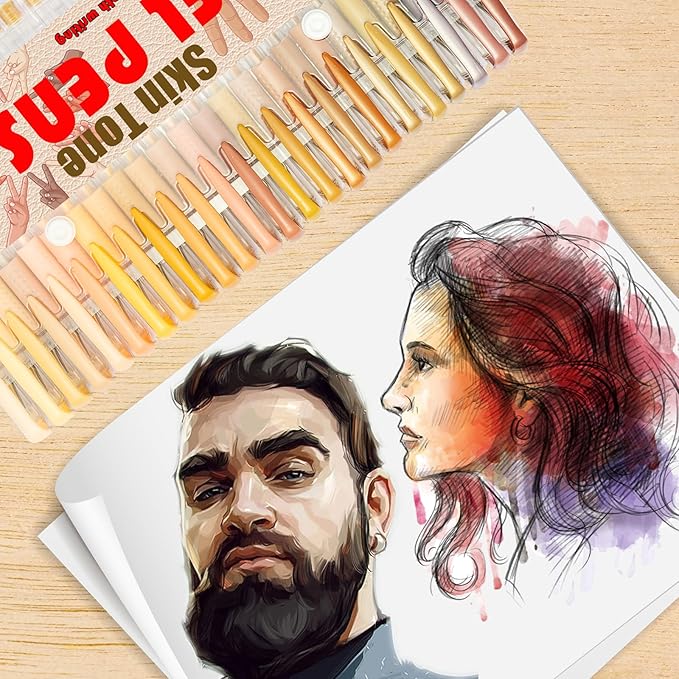 Skin Tone Gel Pens for Coloring Book,72 Color Gel Pens Set including 24 Color Gel Pen with 48 Refills,40% More Ink Colored Gel Pens for Drawing, Doodling, Scrapbook, Journaling