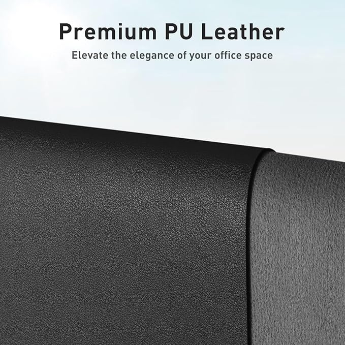 Aothia Faux Leather Desk Mat – Large Mouse Pad, Non-Slip PU Leather Blotter, Waterproof Writing Surface for Office and Home (Black, 47.2" x 23.6")