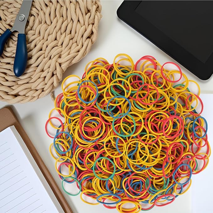 AMUU Rubber Bands 750pcs Colour Elastic Band Size 25mm 1 inch Rubber Bands Small for Office Supplies School Home