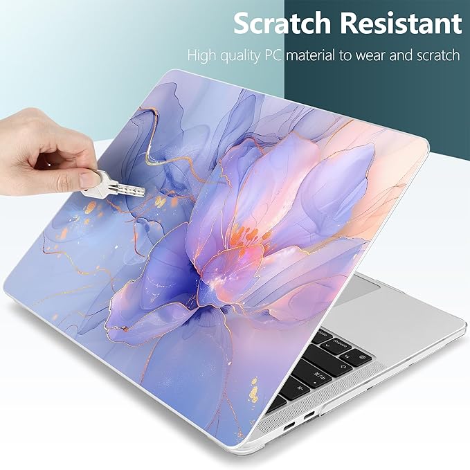 TWOLSKOO Compatible with MacBook Pro 13 inch Case 2023-2016 A2338 M2/M1 A2251 A2289 A2159 A1989 A1706, Plastic Hard Shell Cover & Keyboard Skin & Screen Protector, Blue Marble