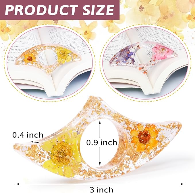 Book Page Holder, Kaluofan 2PCS Thumb Book Page Holder, Book Accessories for Reading Lovers, Handmade Dried Flower Book Opener Holder Thumb, Meaningful Gifts for Book Lovers Teachers Students
