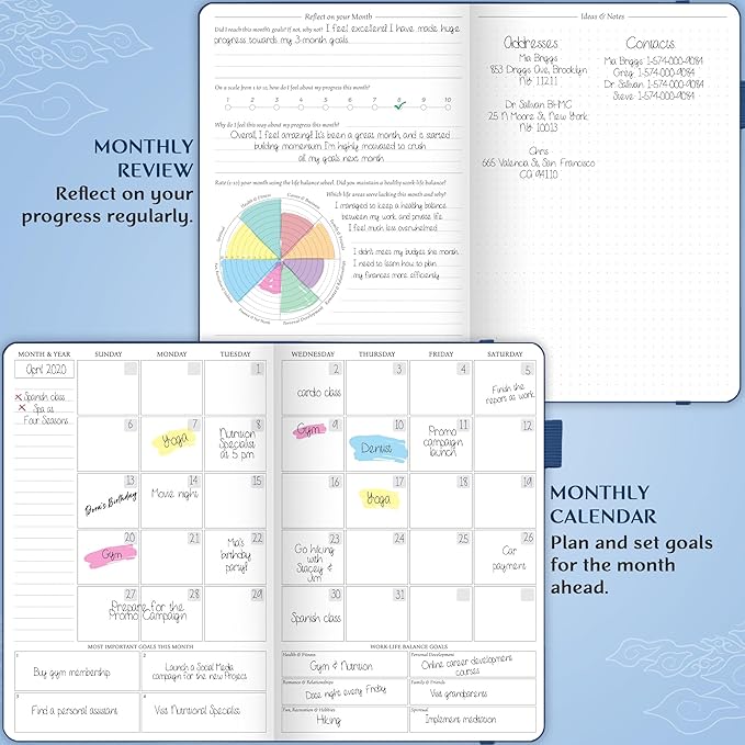 Legend Planner Hourly Schedule Edition – Deluxe Weekly & Daily Organizer with Time Slots. Time Management Appointment Book Journal for Work & Personal Life, Undated, A5 Hardcover – Blue Debossed