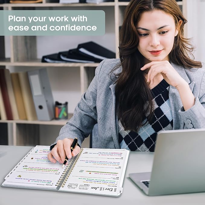 2026 Planner, Weekly and Monthly Calendar Planner Book, January 2026 - December 2026, Hardcover Spiral Planner with Monthly Tabs, Notes Pages, Perfect for Women & Men, A5 (6.4" x 8.5") - Grey Blue