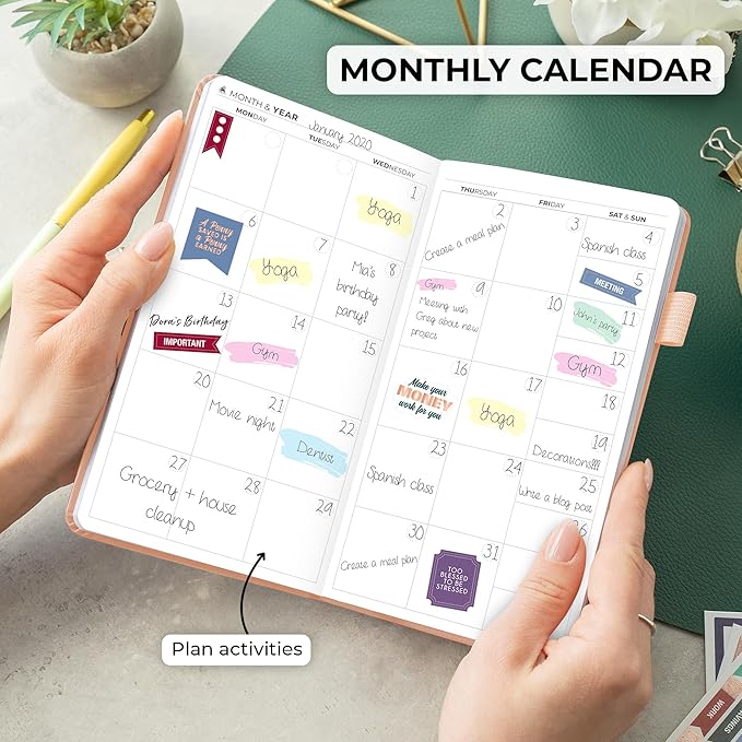 Clever Fox Pocket Planner Weekly – Undated Monthly Goal Planner and Calendar, Mini Planner Perfect for Purse, 3.7x6.7" (Rose Gold)
