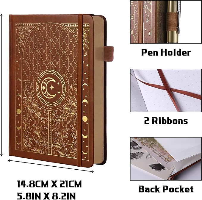 TIEFOSSI Bullet Dotted Journal Notebook, 160gsm 256 Numbered Thick Paper, A5 Hardcover Dotted Grid Diary for Women Men Work Writing, Bullet Dot Journaling, Drawing, 5.8 x 8.3 in