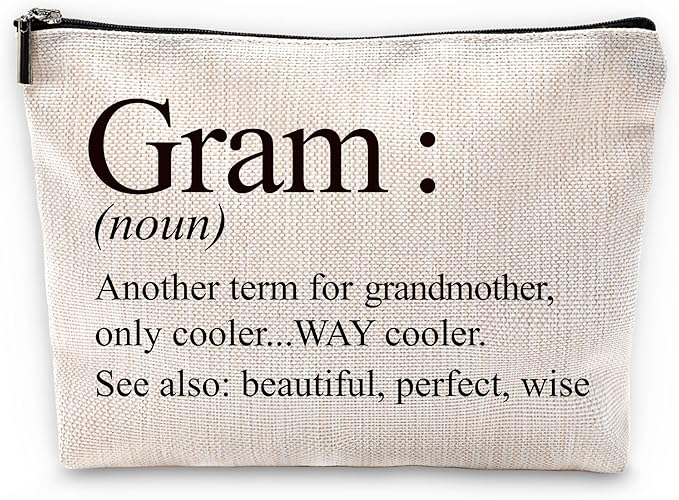 Sufamb Gram Gifts Makeup Bag, Gram Gifts for Mother's Day Birthday from Grandkids Cosmetic Bags, Best Grandma Gift Portable Small Toiletry Bag Zipper Makeup Pouch