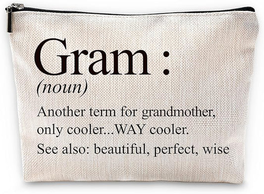 Sufamb Gram Gifts Makeup Bag, Gram Gifts for Mother's Day Birthday from Grandkids Cosmetic Bags, Best Grandma Gift Portable Small Toiletry Bag Zipper Makeup Pouch