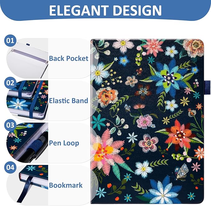 Address Book with Individual Alphabetical Tabs Laminated, Large Print Address Book with 468 Wide Lining Entry Spaces, Change of Address Labels, Hardcover Address Book 5.7 x 8.5" - Bloom