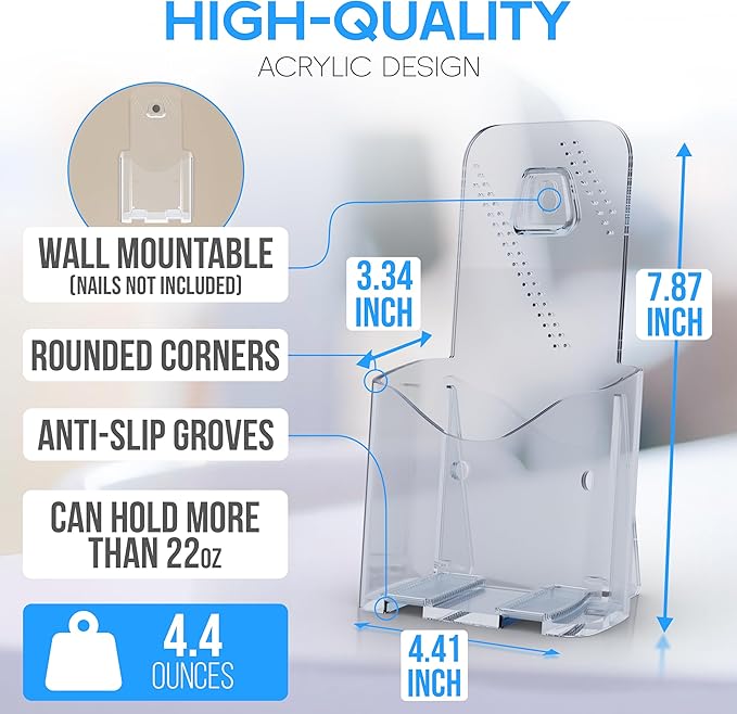 Acrylic Brochure Holder 4x9” (2-Pack) Clear Slant Back Display Stand for Flyers, Pamphlets, Table Signs, Menus, or Literature in Office, Store, Reception, or Home