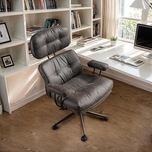 Faux Leather Executive Office Chair - Big and Tall Ergonomic Home Office Chair,Reclining Computer Desk Chairs with Lumbar Support,Adjustable Task Swivel Rolling PC with Wheels,Grey,Suede