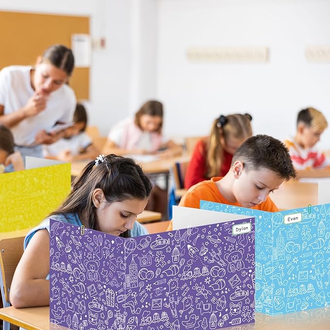 Cinrobiye 24 Pcs Inspirational Privacy Folders Standard for Students Cardboard Shields Test Privacy Boards Motivational Words Desk Dividers Shield for Classroom School Study Supplies (Simple)