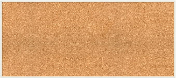 Amanti Art Natural Cork Board for Wall, 23x51 Vision Board with White Frame, Oversize Corkboard Office Decor for Home Organization, Modern Corkboard Pinboard to Display Items for Home Organization in