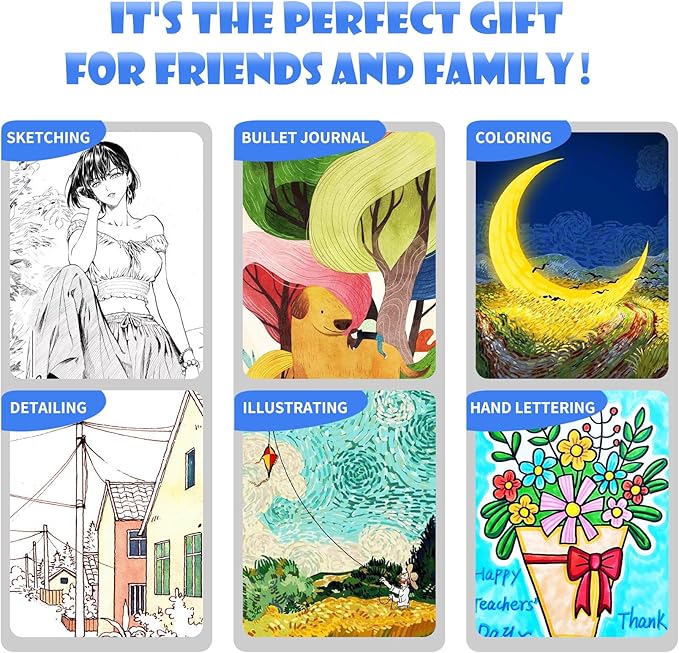 Double Brush Marker Pens, 168 Colors Art Markers Set with Fine Tip and Brush Tip for Kids Adult Coloring Book Hand Lettering Calligraphy Drawing Art Supplies Kit