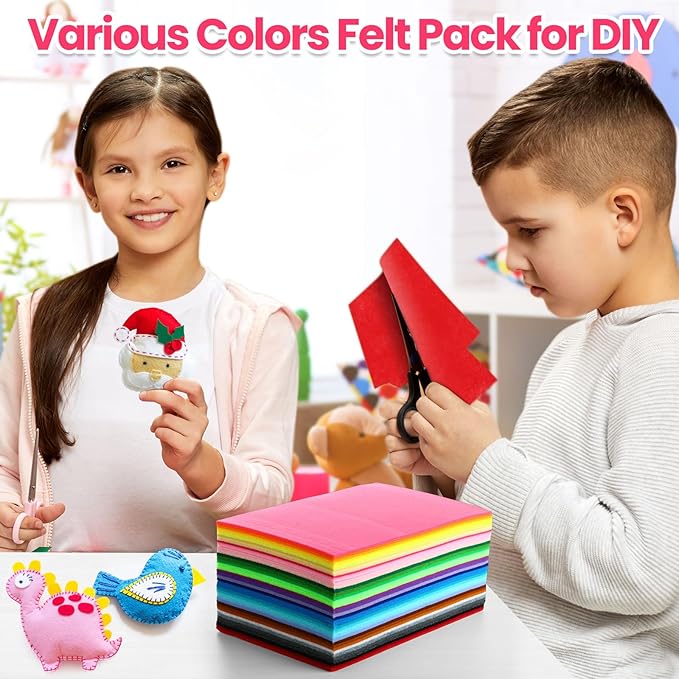 Reginary 120 Pcs 8 x 12 Inch & 8 x 35 Inch Felt Sheets for Craft 40 Assorted Color Felt Squares Stiff Paper for Back to School Fall Thanksgiving Halloween Xmas DIY Craft Sewing Patchwork (Vibrant)